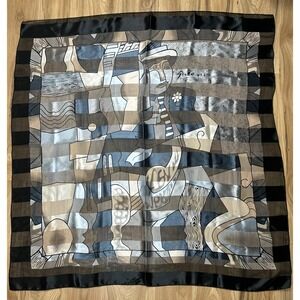 Picasso Scarf Women's Cubist Abstract Art to Wear Square Wrap Artsy Neutral